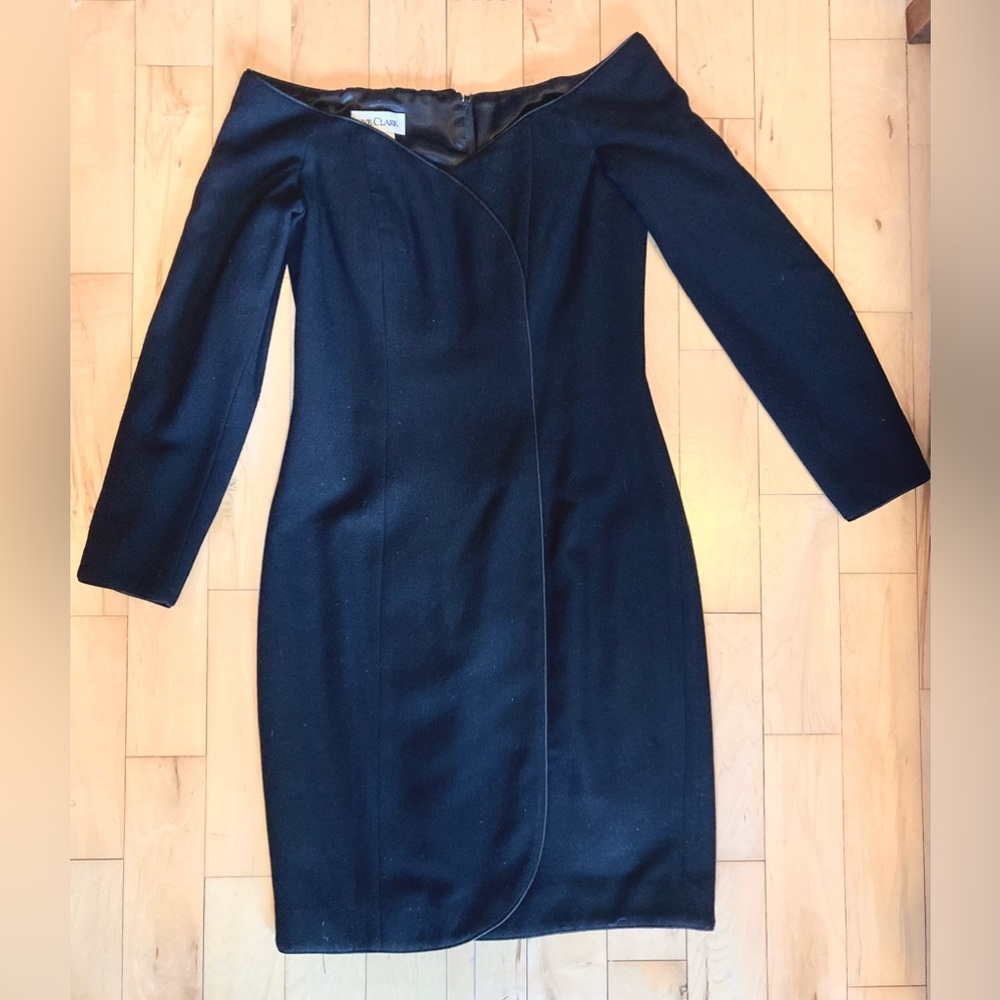 Wayne Clark off-shoulder wool dress